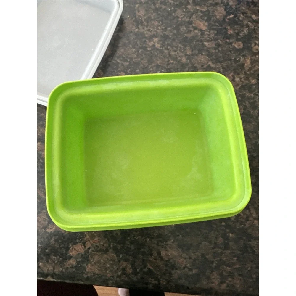 Vintage TUPPERWARE 1254 FREEZE-N-SAVE Ice Cream Storage Container - Green - EUC